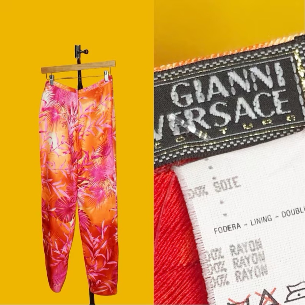 Vintage Versace Couture pink and orange trousers